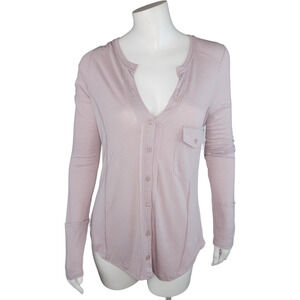 Young Fabulous & Broke Linen Button Down Long Sleeve Top Taupe Size Medium NWT